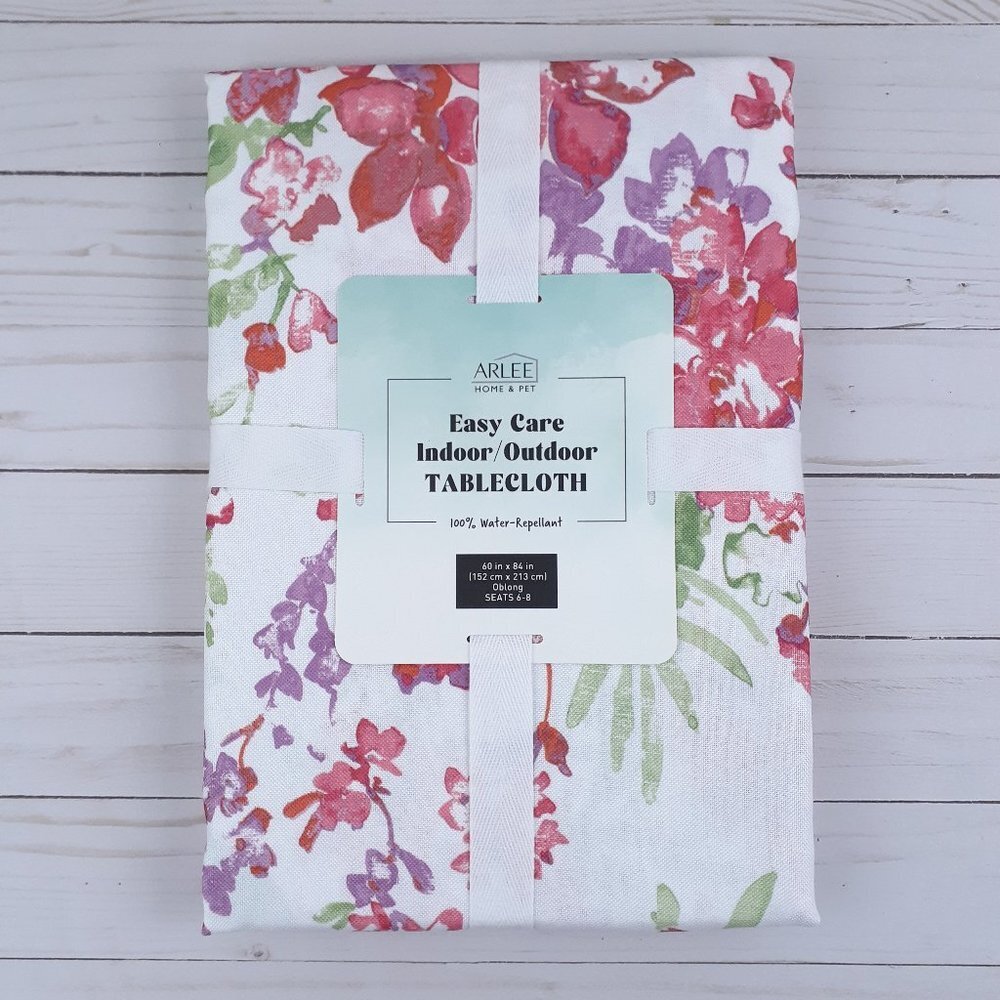 Fabric Tablecloth Indoor Outdoor Floral Flowers 60x84 Bright Maybel